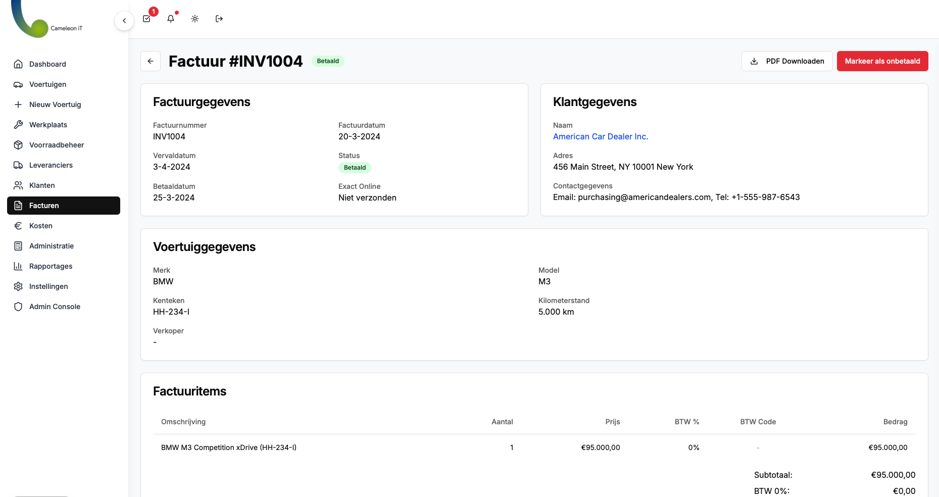 Factuur met BTW en kostenposten